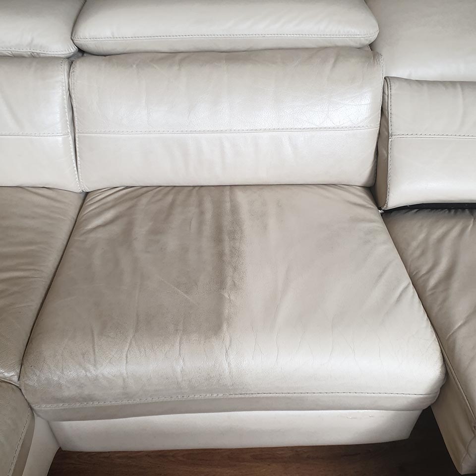 Leather lounge cleaned and conditioned